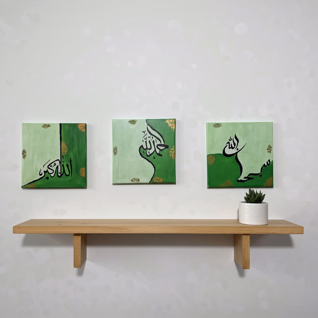 Triptyque Tableaux Islamiques – Calligraphie Arabe Moderne - Image 1 sur 4, Tableaux isslamiques