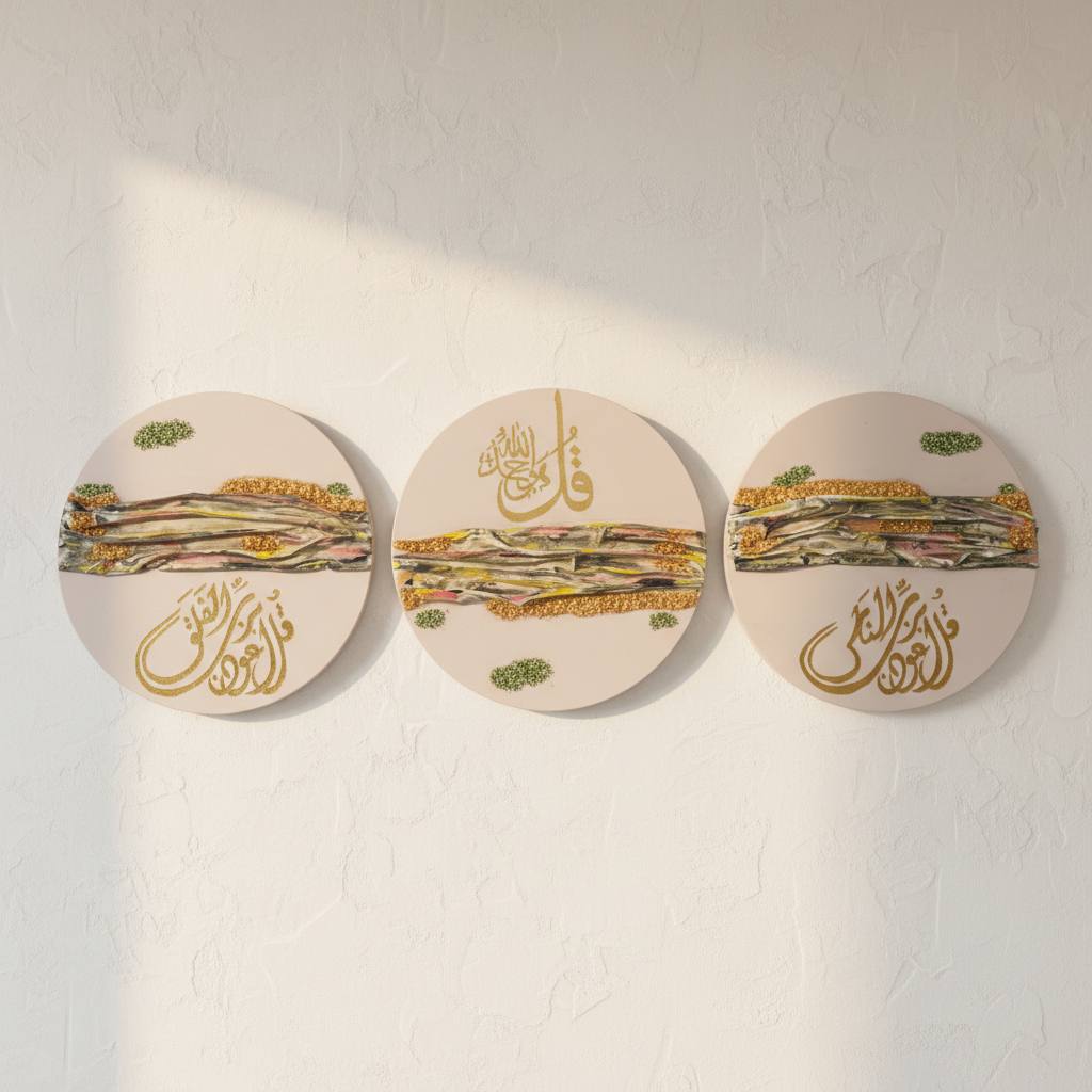 Triptyque Tableaux Islamiques – Calligraphie Arabe Moderne - Image 1 sur 4, Tableaux isslamiques